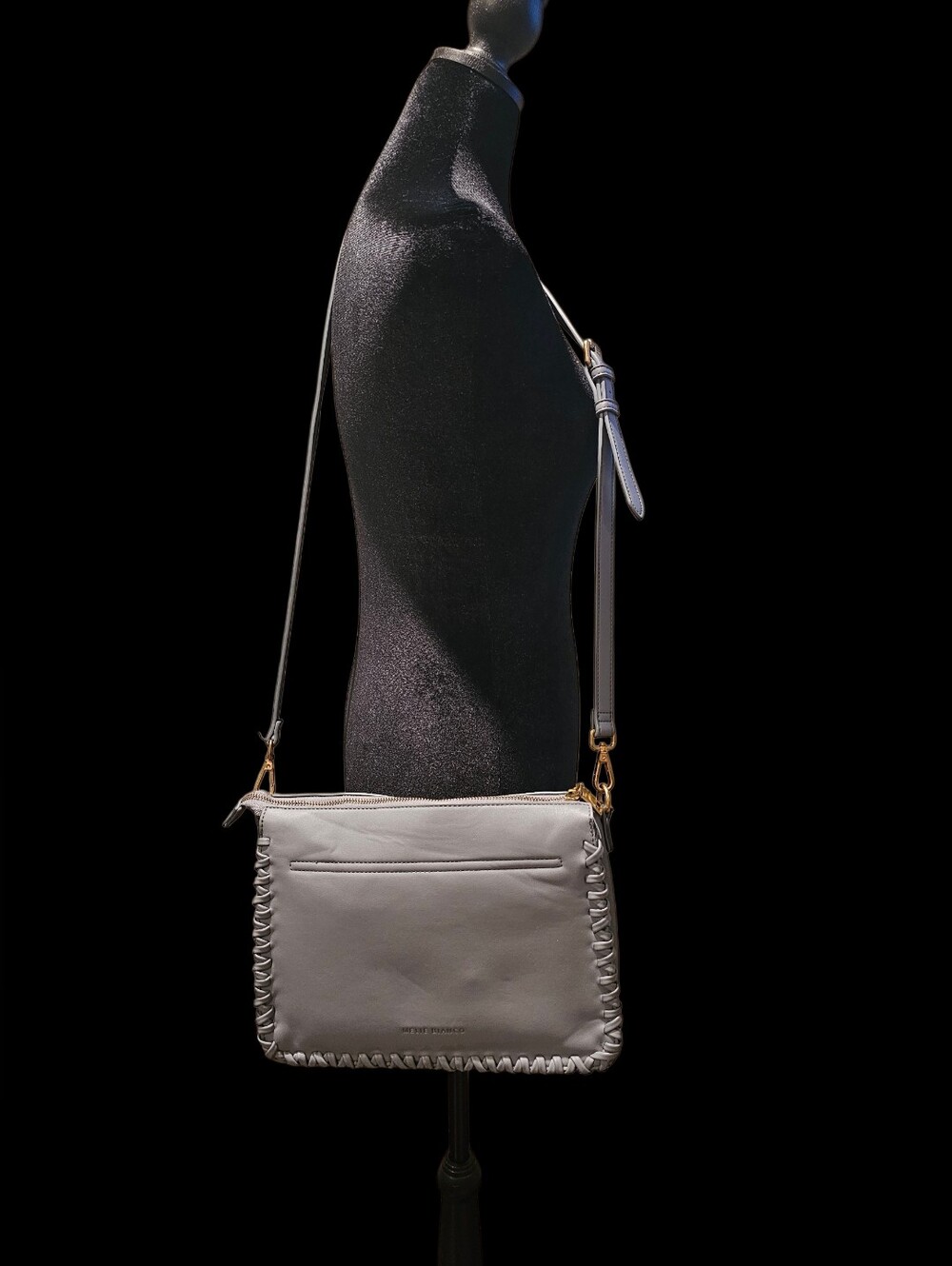 Whipstitch Crossbody Bag in Light Blue-Gray